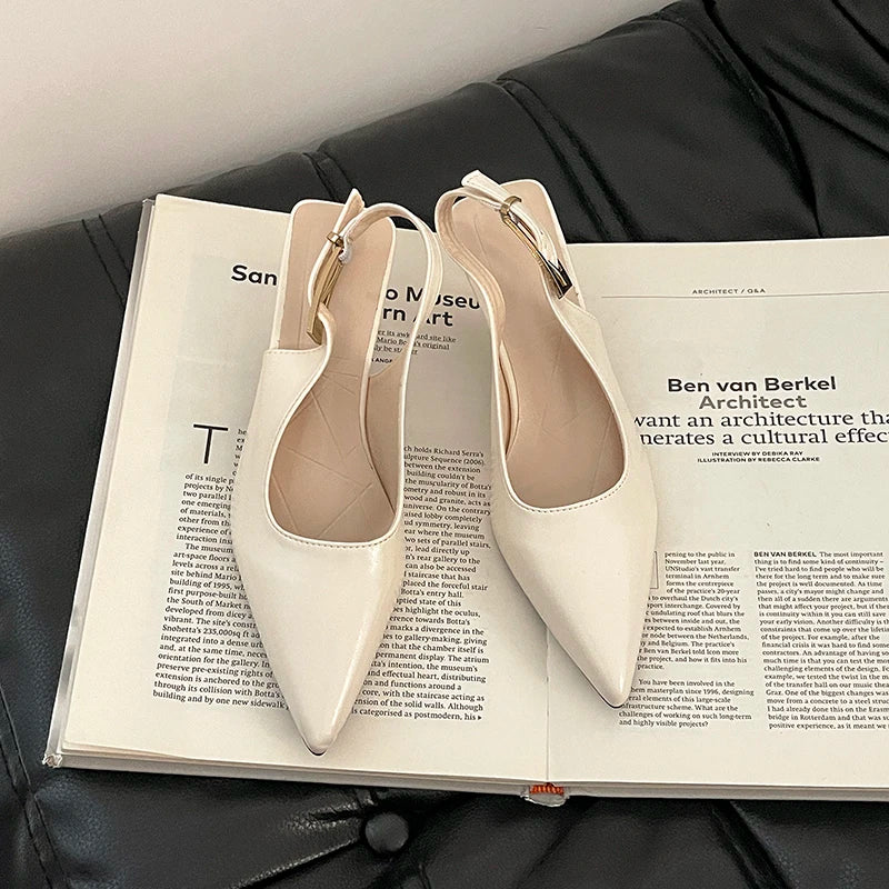 New Pointed Toe Women Sandals Fashion Buckle Singbacks Shoes Eelgant Outdoor High Heel Sandalias Shoes