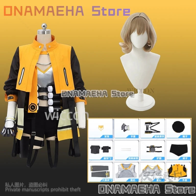 Anis Cosplay Game NIKKE：The Goddess Of Victory Costume Fashion Punk Yellow Black Coat Y2K Halloween Jirai Kei Girls Outfit