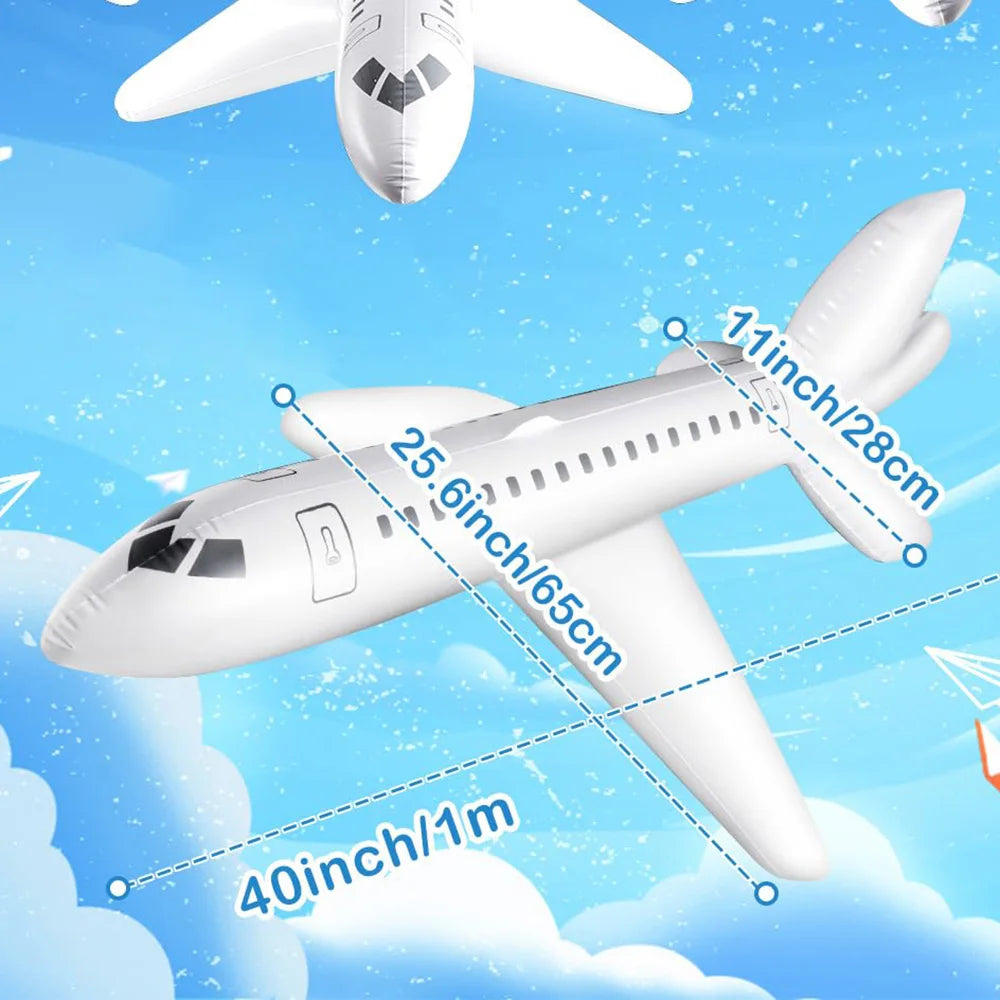 1m White Large Inflatable Airplane Balloons Inflatable Airplane Aviation Themed Birthday Outdoor Party Decorations Gifts Toys