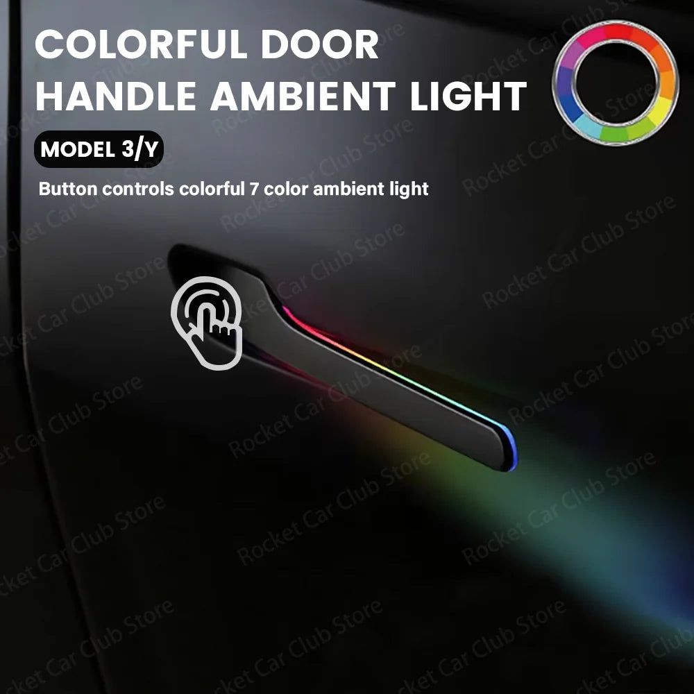 For Tesla Model 3 Y Car Highland The Latest Waterproof Four Door light For 2025 Four Door Electric Illuminated Handle LED Lights