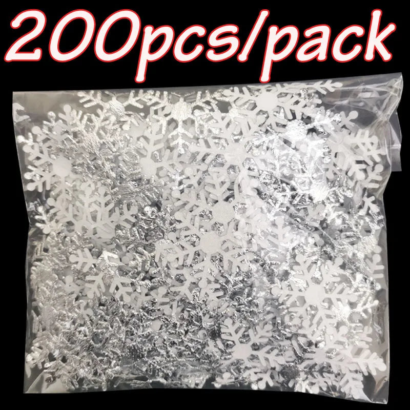 200pcs/lot 3CM Christmas Snowflakes Confetti Artificial Snow Xmas Tree Ornaments Decorations For Home Party Wedding Decor
