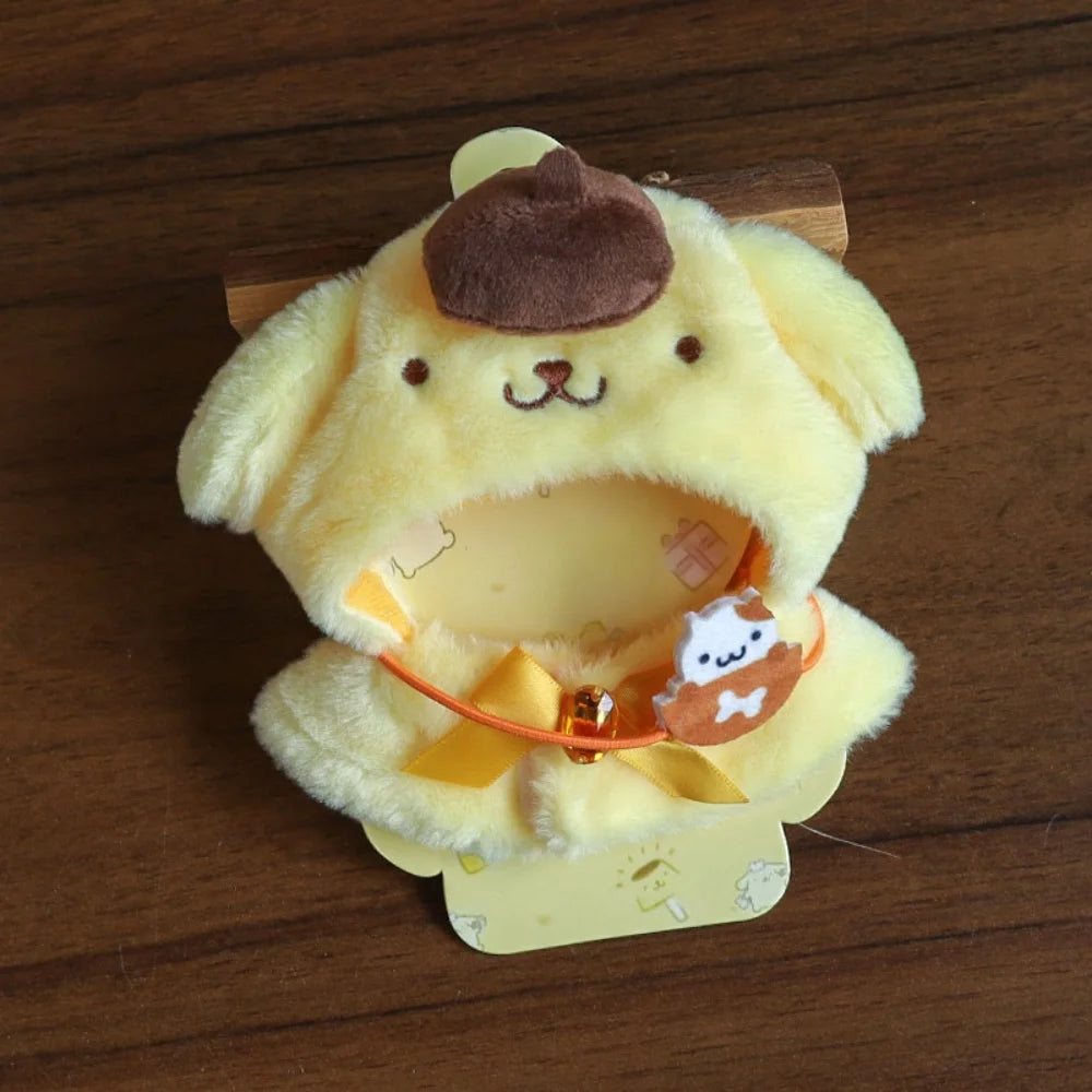 Anime Sanrio Hello Kitty Doll Pendant baby clothes Kawaii Cinnamoroll Kuromi Plush Cape Key Bag Chain Decoration Gifts