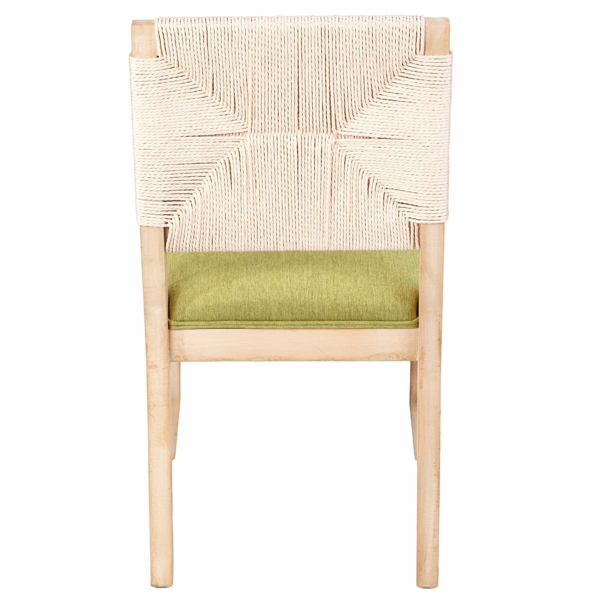 Dining Chairs Set of 2 with Woven Rope Backs and Linen Seats, French