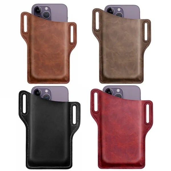 Men Cell Phone Belt Pack Bag Loop Waist Holster Pouch Case Leather Wal