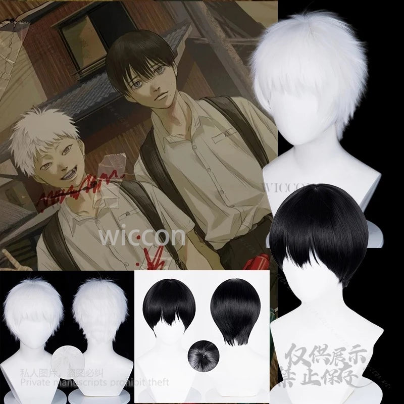 Anime Tsujinaka Yoshiki Hikaru Cosplay The Summer Hikaru Died White Black Wigs Heat Resistant Synthetic Hair Halloween Party Cos