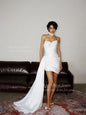 LIRIA Simple Mini Mermaid Satin Wedding Dresses Strapless Sleeveless Bridal Dresses Sexy Open Back Short Bride Dress Customized