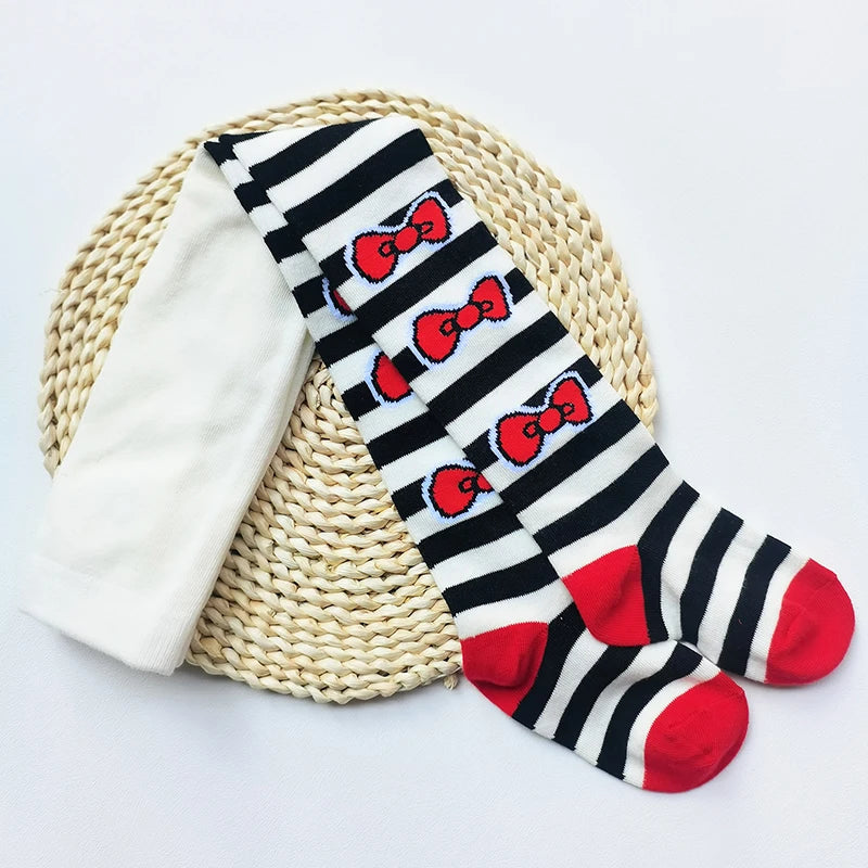 2025 New Spring Girls Color Bows Tights Kids Stockings  Autumn Baby Girl Clothes  Tights for Girls  Striped Pantyhose