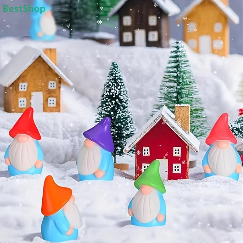 〔Rebecca〕10Pcs Micro Landscape Christmas Old Man Dwarf DIY Decoration Accessories Mini Ornament