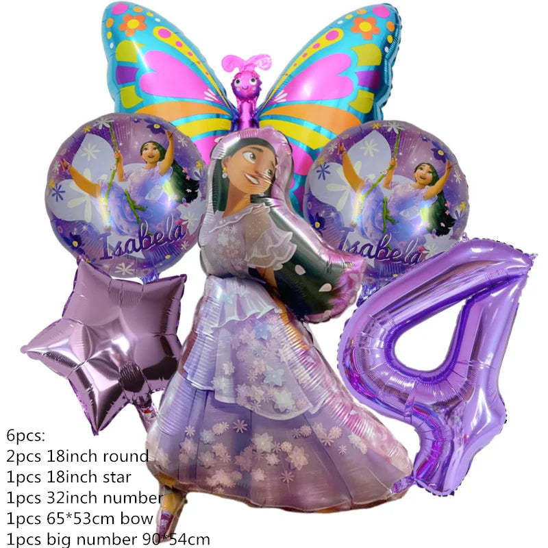 Disney Encanto Mirabel Isabella Party Balloons Set 32inch Purple Number Foil Balloons For Kids 1 2 3th Birthday Decor Air Globos