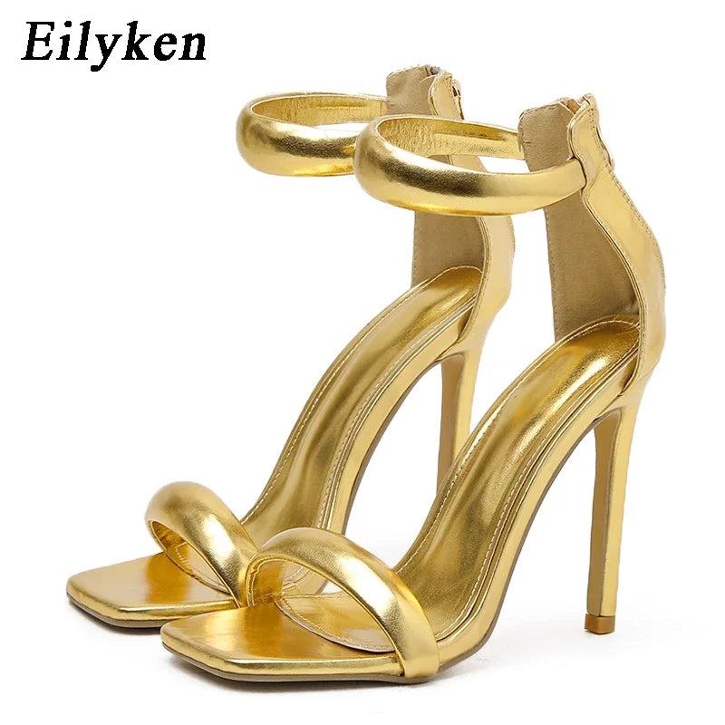 Eilyken New Fashion Peep Toe Stiletto Heels Ladies Sandals Sexy Buckle Strap Ankle-Wrap Pole Dancing Zipper Women Stripper Shoes
