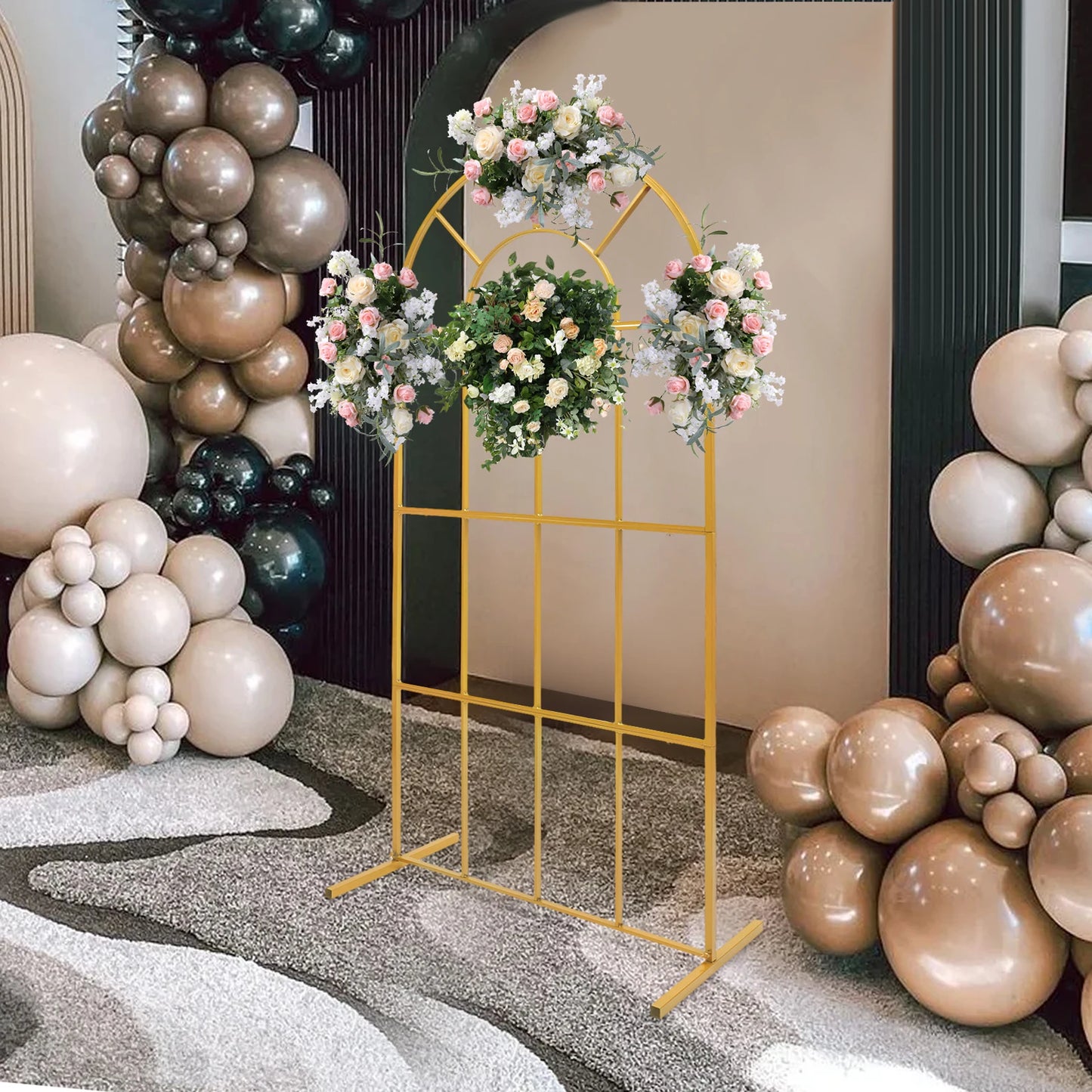 Wedding Arch Stand, 6.5ft Tall Iron Flower Holder, Freestanding H-Base for Bouquets/Balloons, Perfect for Weddings/Parties/Event