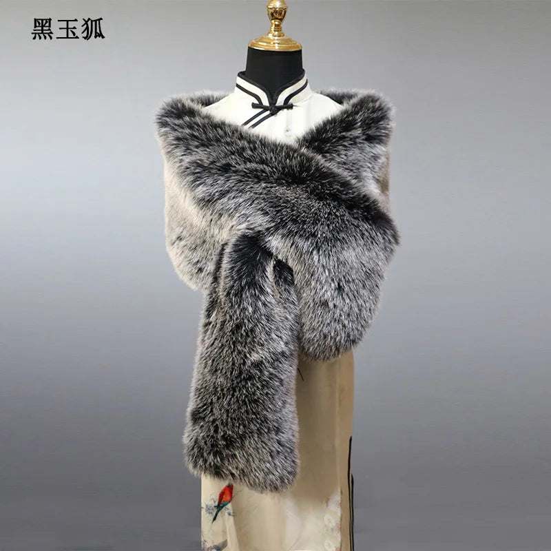 Faux Fur Wedding Shawl Woman Party Bride Cape Cloak Autumn Winter Banquet Stage Dress Scarf Bridal Wrap Bolero Accessory Stock