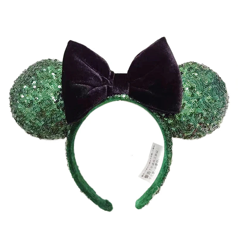 Disney Princess Mickey Mouse Headband Mickey Ear Rapunzel Snow White Sequin Bow Hair Hoop Gift Girl Accessories Christmas Gift