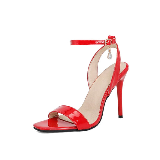 Brand New Summer Glamour Black Red Women Sandals Fashion High Stiletto Heels Lady Dress Shoes Plus Big Small Size 32 43 46 48