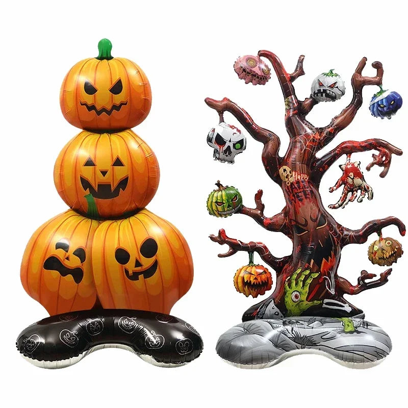 Halloween Decoration Balloon Pumpkin Pile Pumpkin Dead Tree Witch Scythe Grim Reaper Aluminum Balloon Halloween Party Decoration
