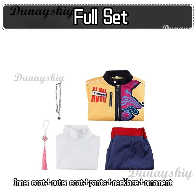 K-Pop Rumi Cosplay Costume Wig And Stage Coat Set Demon Hunter Short Outfit Sexy Halloween Roleplay Women's Group Idol Costume