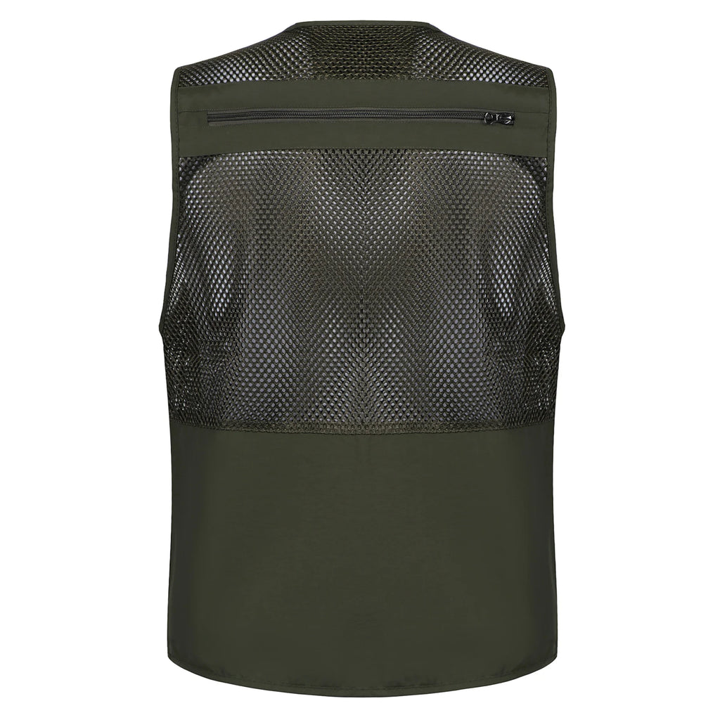 #%Men's Vest Tactical Webbed Gear Coat Summer Photographer Waistcoat Tool Many Pocket Mesh Work Sleeveless Jacket Male