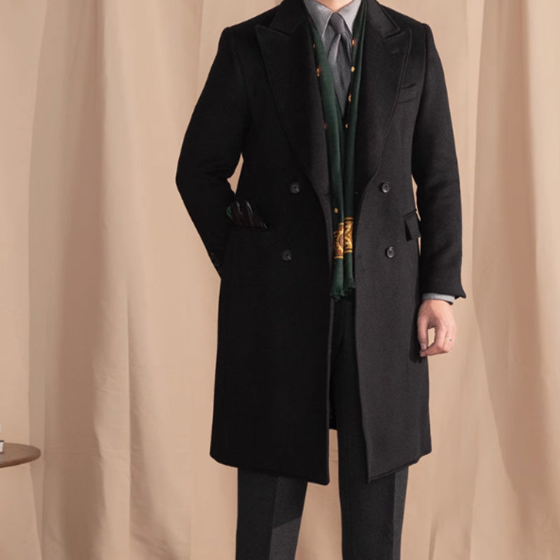 HauteWool™ – Double-Breasted Wool Coat (25% Wool Blend)