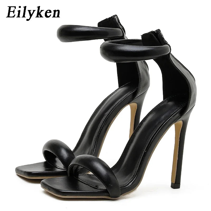 Eilyken New Fashion Peep Toe Stiletto Heels Ladies Sandals Sexy Buckle Strap Ankle-Wrap Pole Dancing Zipper Women Stripper Shoes