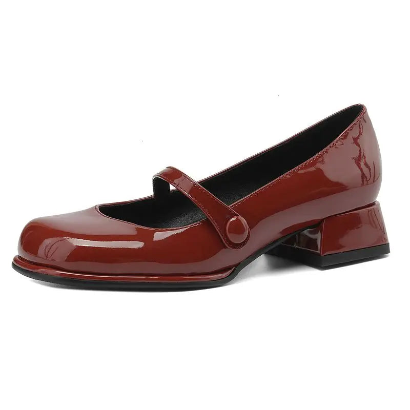 ASILETO Fashion Mary Janes Pumps for Women Round Toe Thick Heel 4.5cm Slip On Shallow Plus Size 42 43 Retro Daily Female Shoes