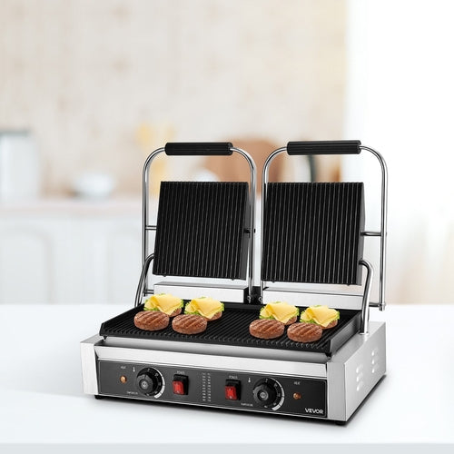Commercial Panini Press Grill Electric Sandwich Maker Griddle Plate