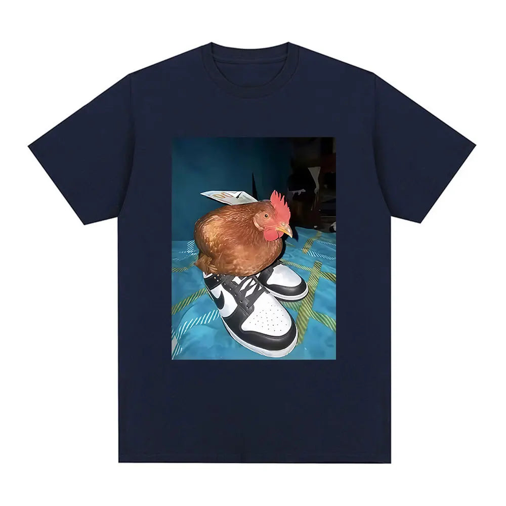 Funny Dripped Out Chicken T Shirt Men Women Chicken with Shoes Print T-shirts Harajuku Fashion Short Sleeve Tee Shirt Streetwear