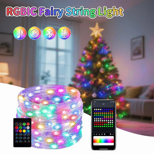 10M Fairy Led Lights Dream Color Smart Bluetooth String Light RGBIC DIY Christmas Tree Lights for Garden Party Wedding Decor