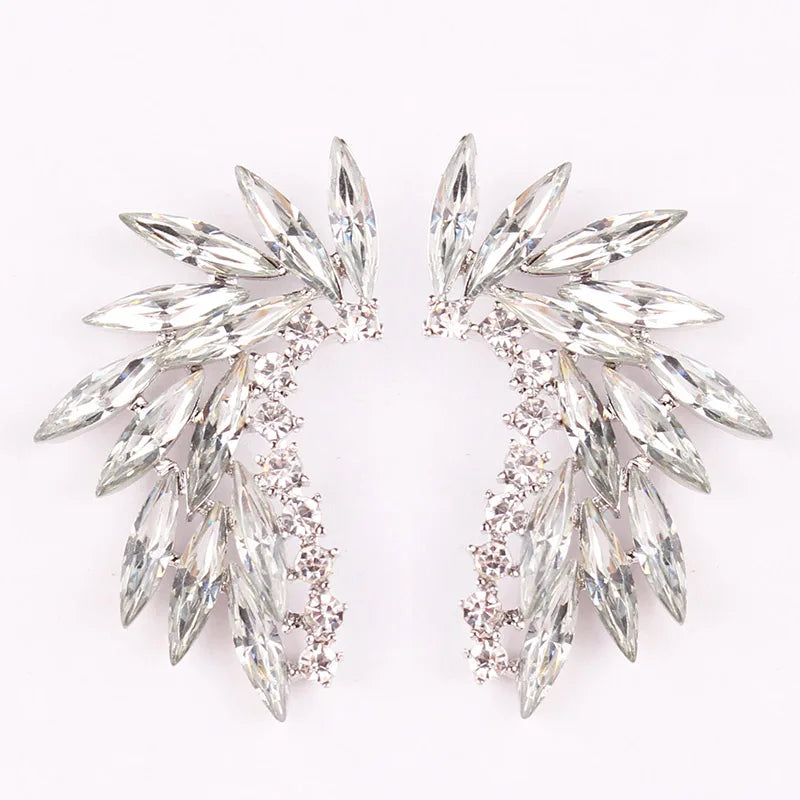 LUBOV 3 styles Colorful Wings Stud Earrings Acrylic Crystal Stone Women Piercing Earrings Trendy Wedding Jewelry Christmas Gift