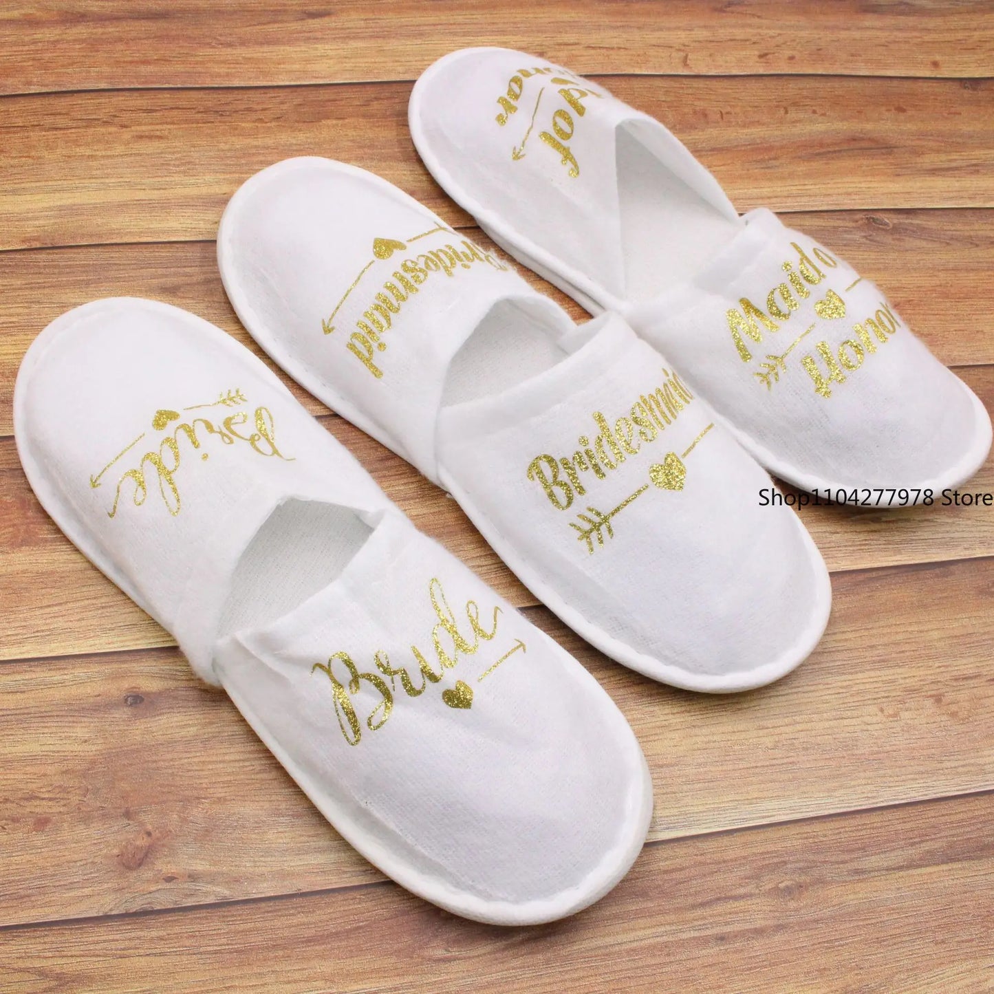 20 Pairs Bride & Bridesmaid, Wedding Party Guests Home Slip on Shoes Bridal Party Slippers Open-toe with Golden, Red and Black