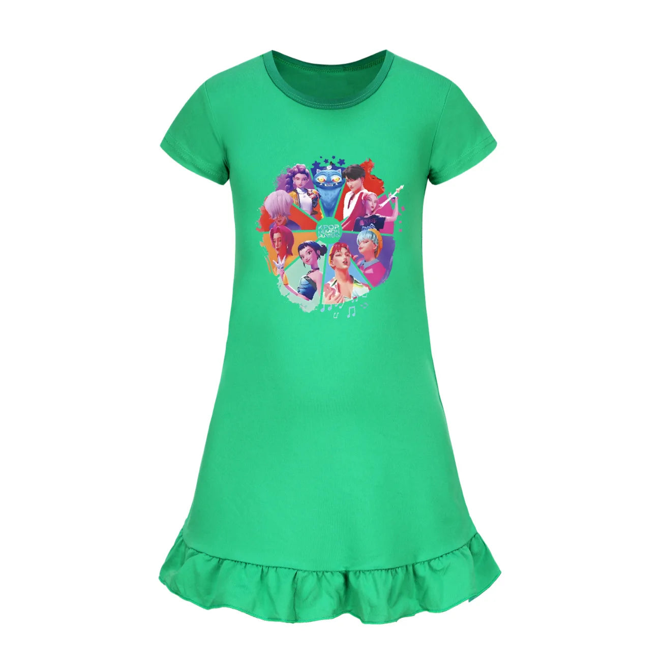Baby KPop Demon Hunters Kids Summer Sleepdress Short Sleeve Girls Casual Cartoon Nightgown Daily Wear Clothes for Children dress