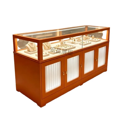 Modern Wooden Island Display Cabinet Commercial Women Clothing Shop Luxury Jewelry Ornament Glass Cabinet Home Furniture FYMS
