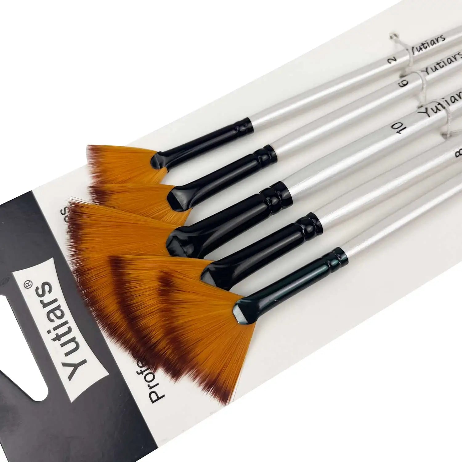 Artist Fan Paint Brushes Set 5Pcs Fan Artist Brushes Soft Anti-Shedding Nylon Hair Wood Handle Painting Brush for Acrylic