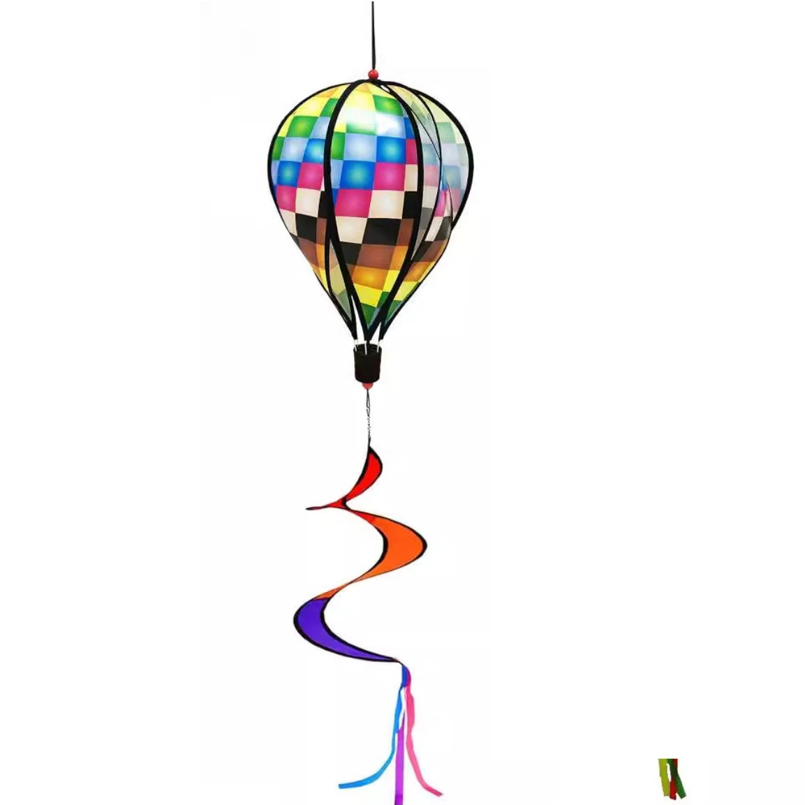 Rainbow Hot Air Balloon Decoration Seven-color Sequins Windmill Pendant Wind Spinning Hot Air Balloon Garden Outdoor Decoration
