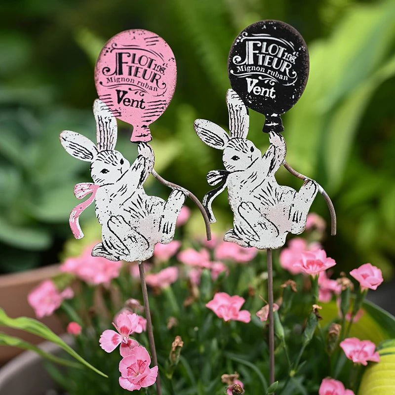 Retro Iron Animal Flower Stake Balloon Ornament Horticultural Groceries Garden Decor Rustic Balcony Plant Markers for Flowerpot