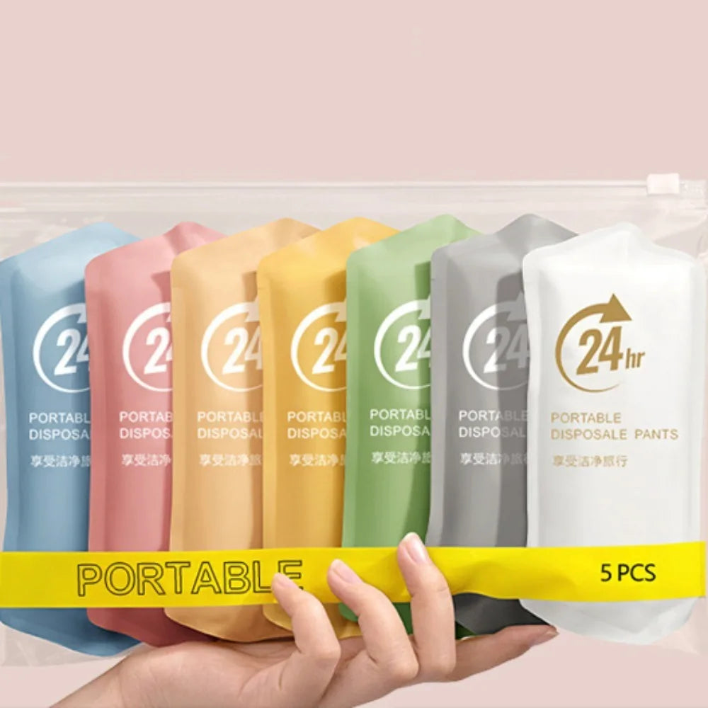 5Pcs Traceless Women's Disposable Panties Mid Waist Plus Size Stripe Seamless Briefs Cotton Crotch Lingerie Underwears for Women