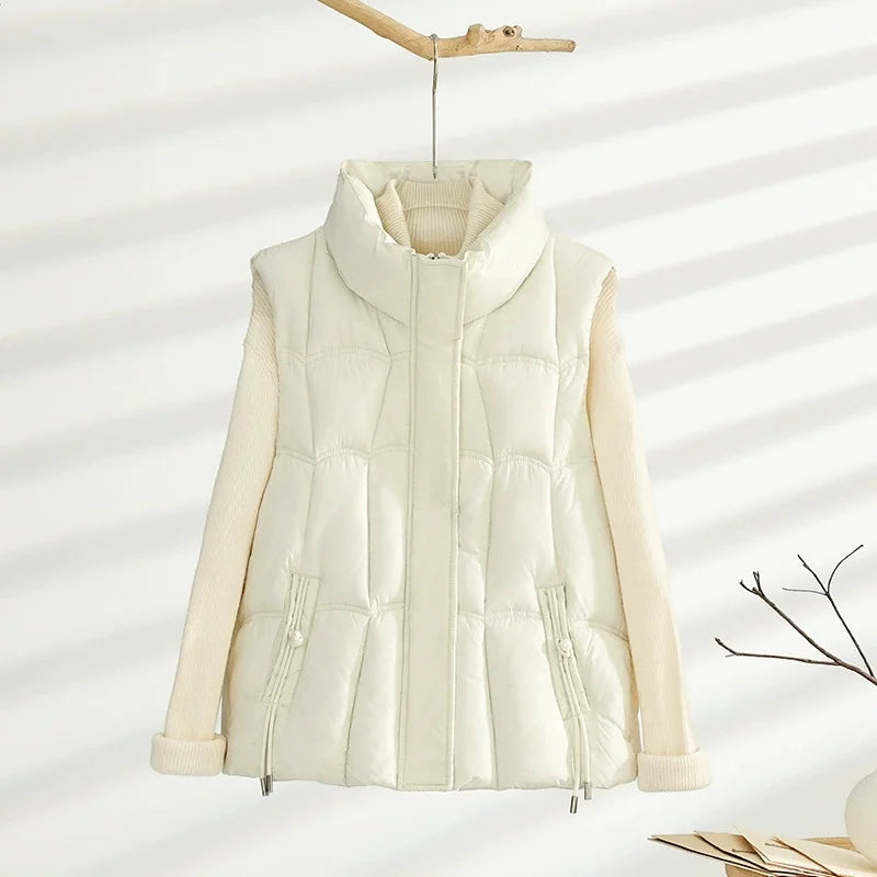 Autumn Winter Down Cotton Vest Jacket Women Sleevele Parkas Thicken Warm Vest Coat Female Waistcoat Ladies Tops Chaleco Mujer