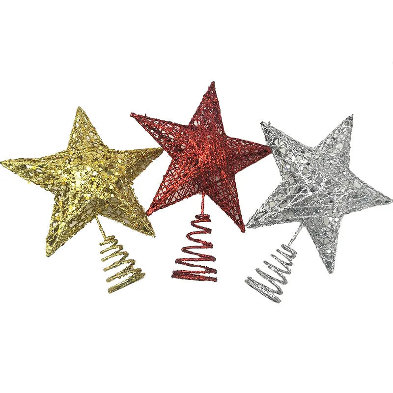 1pcs 15*20cm Gold Glitter Christmas Tree Top Iron Star Christmas Decorations For Home Xmas Tree Ornaments New Year Decor
