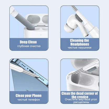Earphone Cleaning Brush 3-in-1 Multi-Functional Cleaning Kit with Soft Brush, Suitable for Wireless Earphones Case Charging Pen