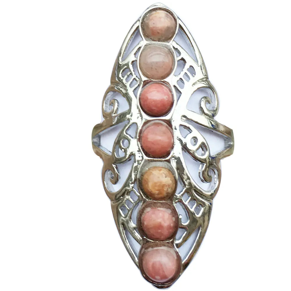 Malachite Lapis Lazuli Tiger Eye Malachite Goldstone Opal Unakite Carnelian Crystal Women Men Art  Ring  Adjust Size PWB791