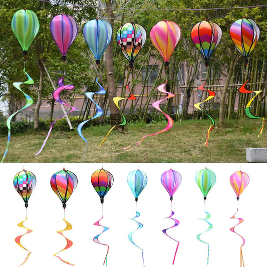Hot Air Balloon Wind Spinner, Rainbow Hanging Wind Twister, Garden Outdoor Toys