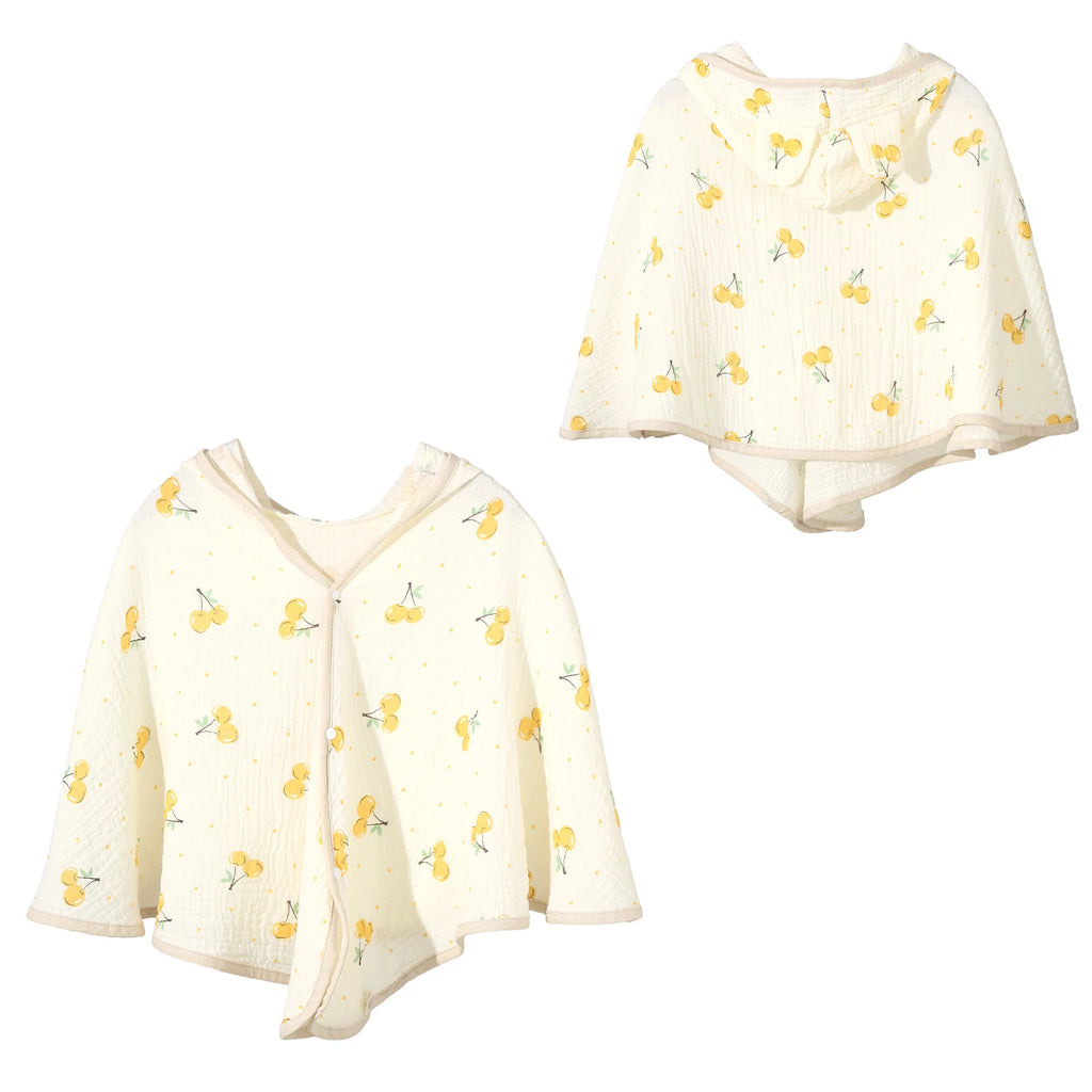 Infant Cute Printed Soft Bath Towel Hooded Cape Bathrobe Baby Swaddle Blanket Bathroom Beach Pool Cloak Summer Sunscreen Shawl