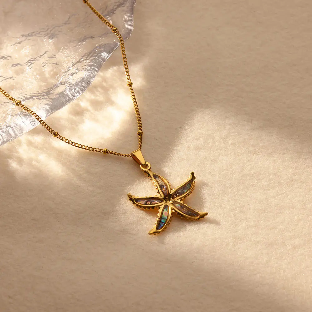 Colorful Starfish Necklaces For Women Gold Color Stainless Steel Starfish Pendant Necklace Wedding Christmas Jewelry Gift