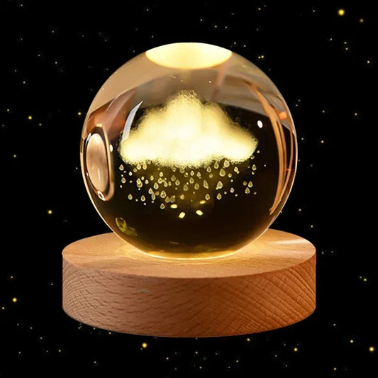 3D Crystal Ball Led Night Light Christmas Creative Gift Holiday Planet Crystal Ball Ornament Children Lamp Bedroom Ambient Light