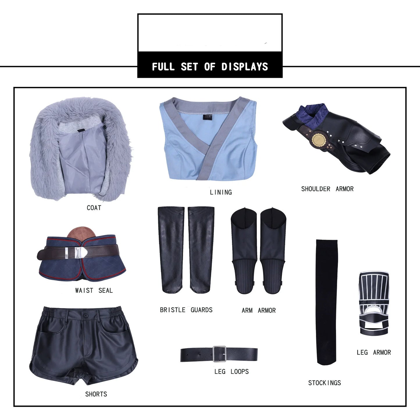 Game Incarnation Bai Yuekui Cosplay Costume Ling Cage 2 Fur Collar Cloak Coat Shorts Uniform Wig Woman Carnival Christmas Suit