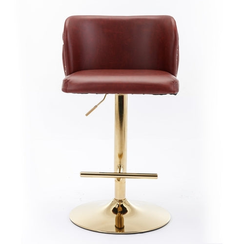 LuneluX_Home – Modern PU Leather Swivel Barstools (Set of 2, Burgundy)