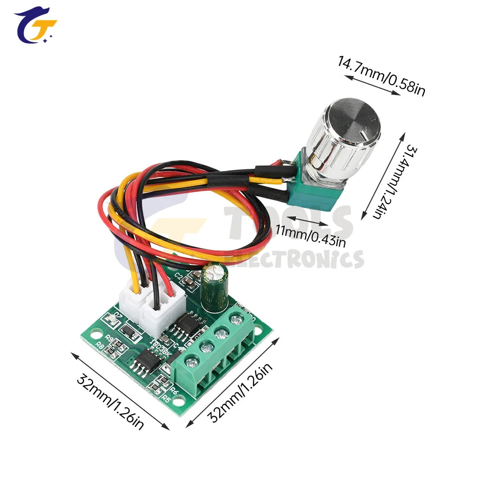 PWM DC Brush Motor Speed Controller DC Motor Regulator Control Module DC 1.8V 3V 5V 6V 12V 2A Speed Controller