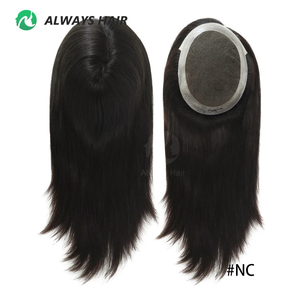 Alwayshair -16" Australia Base Hair Toppers For Woman 7x9 Lace & PU Brazilian Human Hair Toppers Hair Pices for ladies
