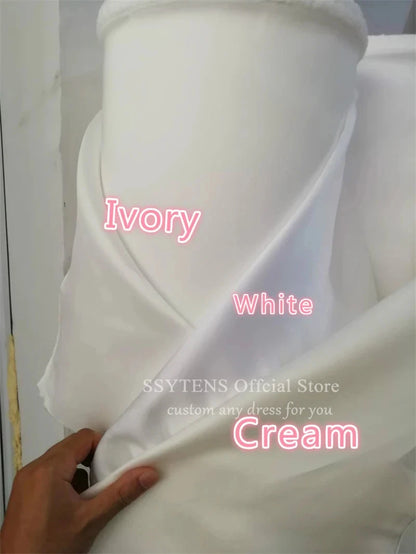 SSYTENS Customized Simple Beach Wedding Dresses Strapless Long Sleeves Bridal Gowns Formal Ceremony Prom Party Wear for Brides