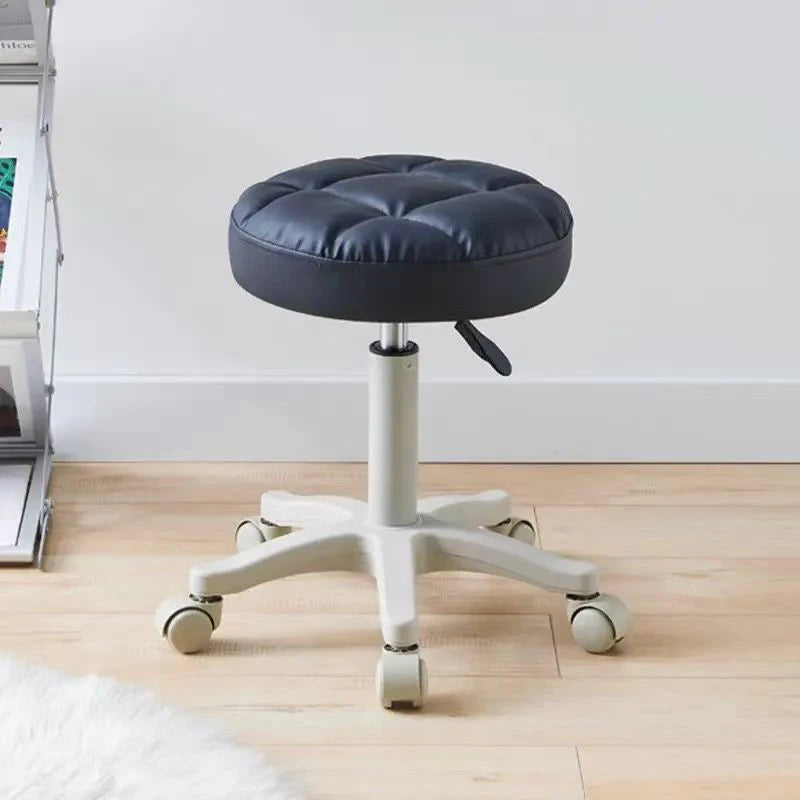 Beauty Salon Washing Chair Black  Chairs Hair Stylist Swivel Faux Leather Rolling Stool with Wheels Soft