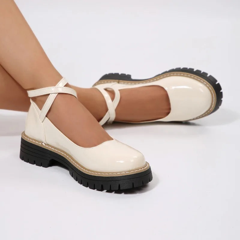 2025 NEW High quality simple and stylish Spring Autumn Round Toe Thick Heel Women's Shoes Small Leather Shoes for Women